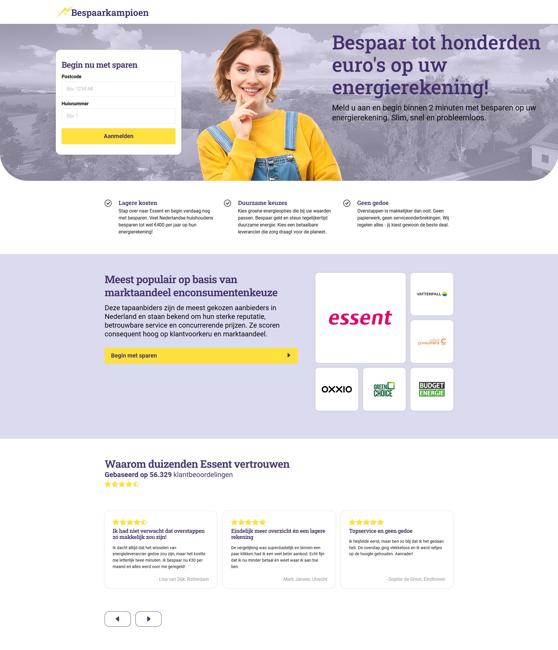 Bespaarkampioen Energy Landing Page desktop screenshot