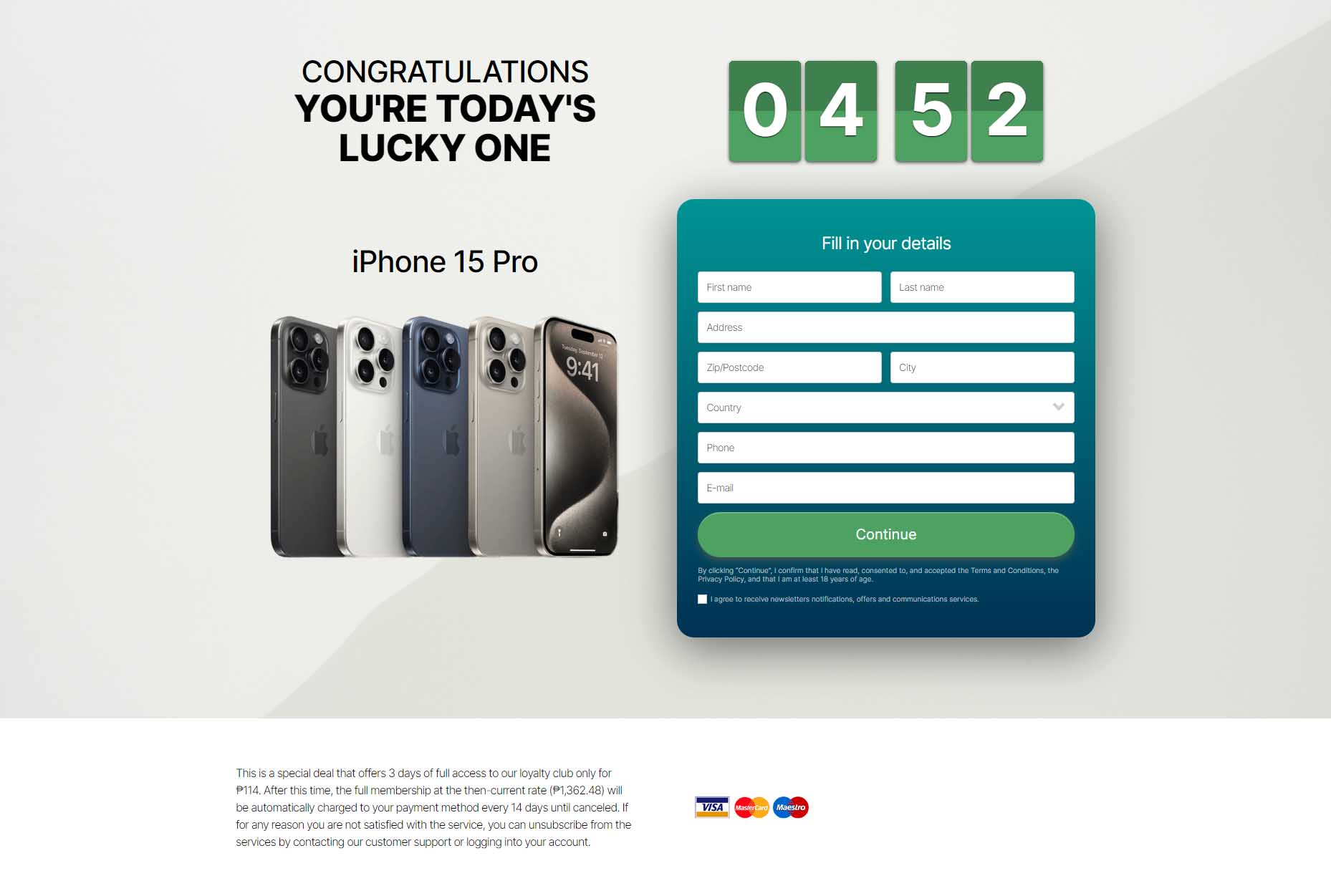 iPhone 15 Landing Page desktop screenshot