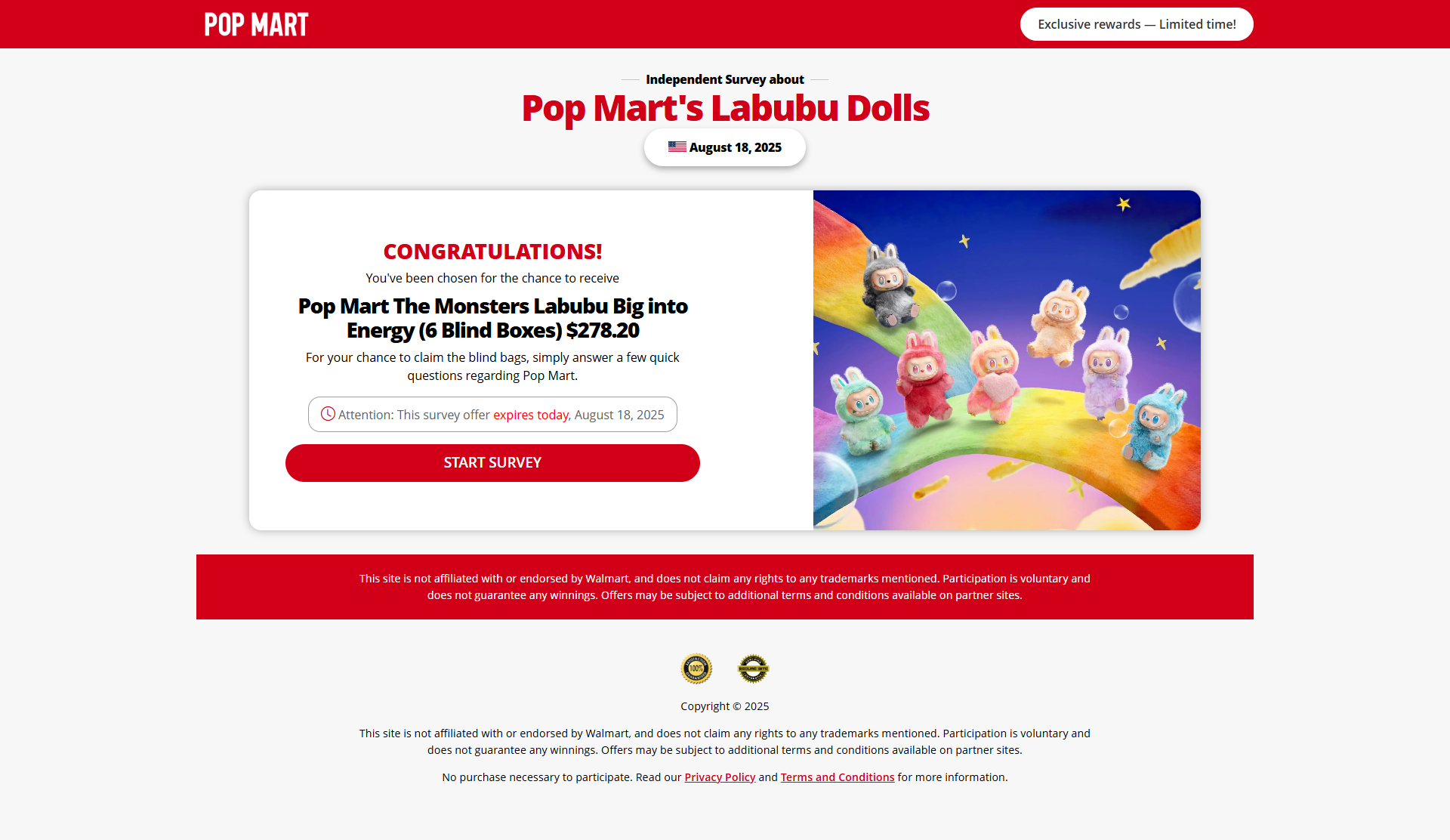 PopMart Labubu Survey Landing Page desktop screenshot