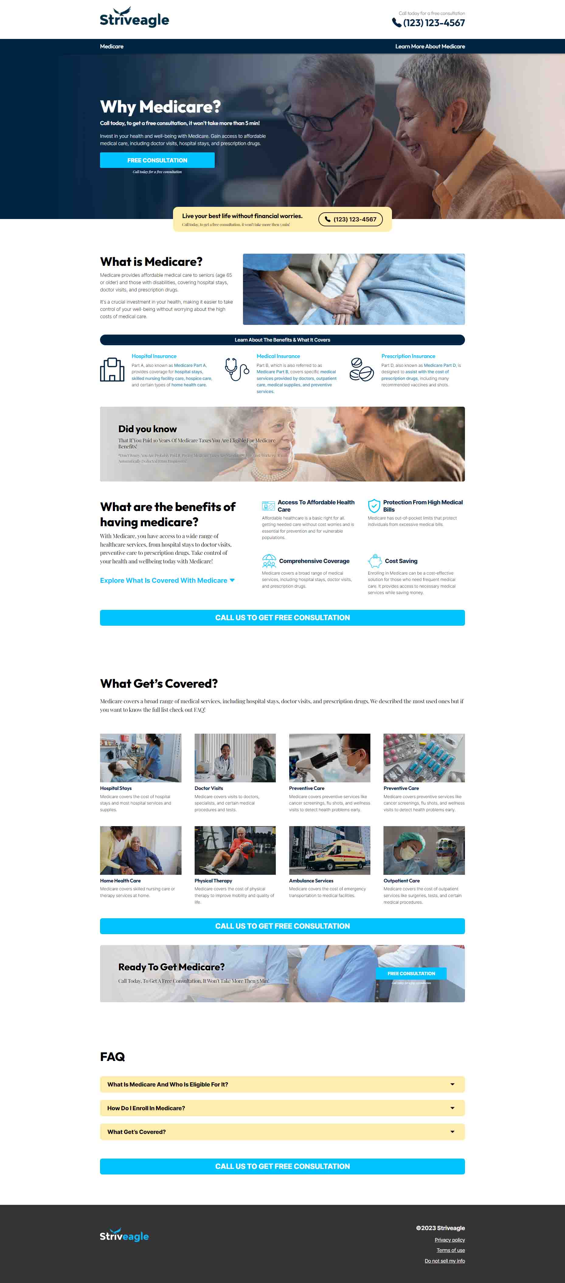Striveagle Medicare Blue Landing Page desktop screenshot
