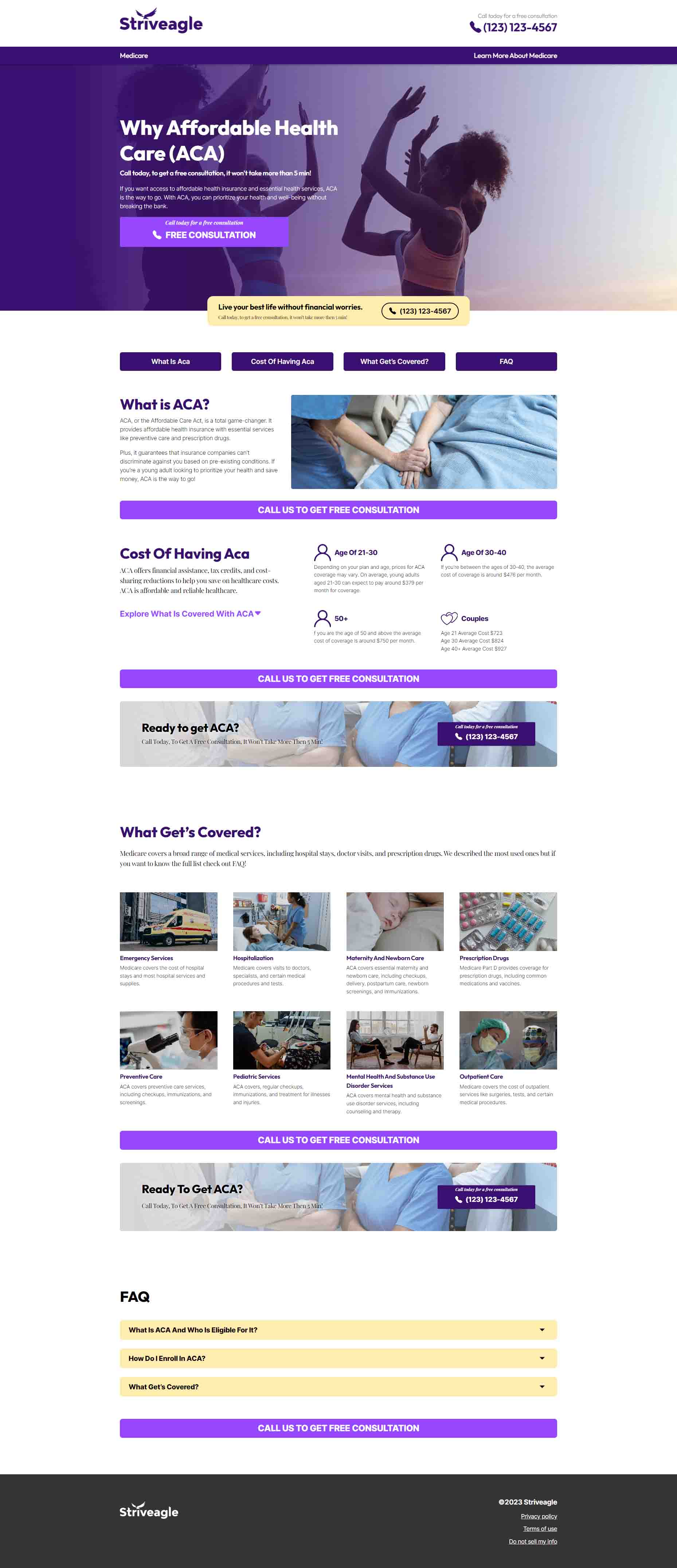 Striveagle Medicare Purple Landing Page desktop screenshot