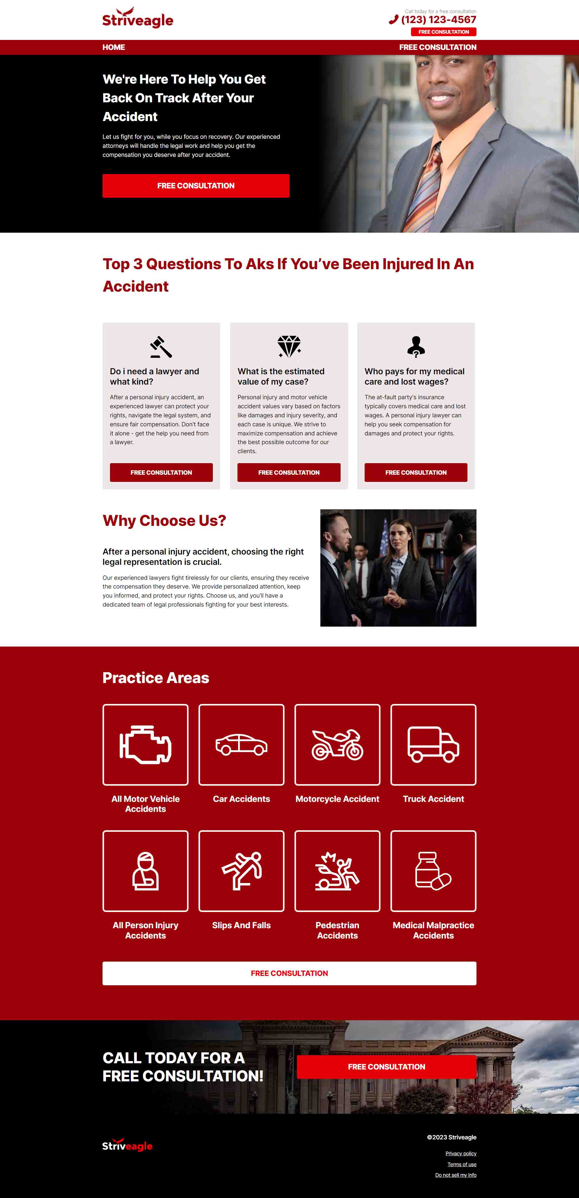 Striveagle Red Firm Landing Page desktop screenshot