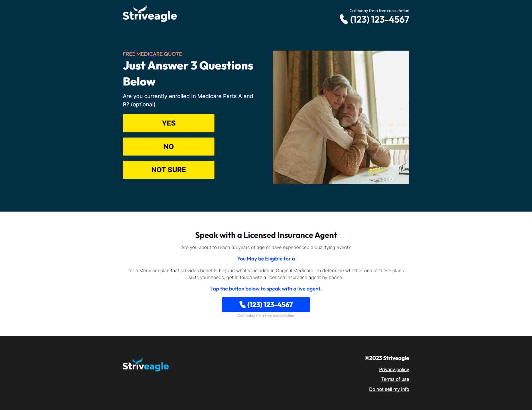 Striveagle Medicare Simple Landing Page desktop screenshot
